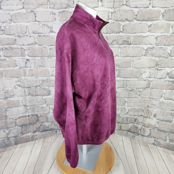 Vintage Dagoli 1/4 Zip Pullover Sweatshirt Indigenous Tie Dye Magenta Medium - Picture 9 of 11